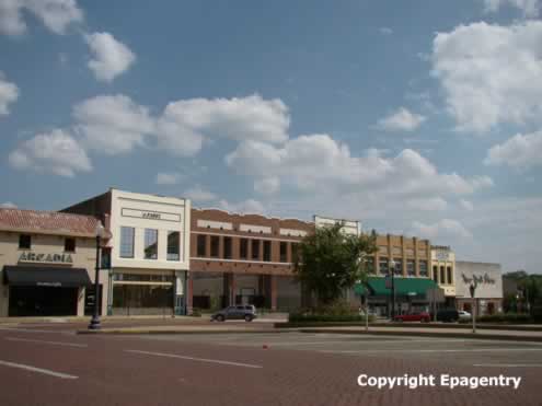 Streetscape, downtown Tyler Texas, including the site of the Arcadia Theater