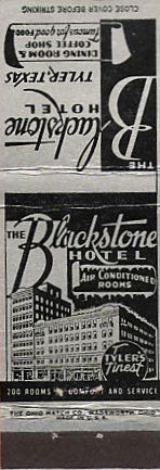Hotel Blackstone, Tyler Texas ... matchbook cover