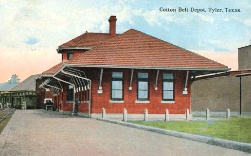 Historic postcard of the Cotton Belt Depot, Tyler, Texas