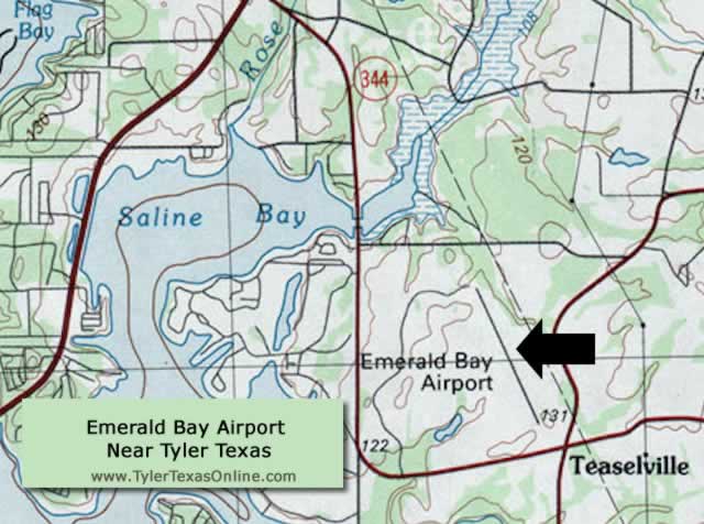 Map of Emerald Bay Airport Near Teaselville and Tyler
