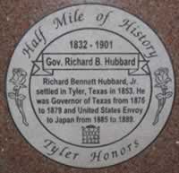 Tyler Half Mile of History ... plaque honoring Texas Governor Richard B. Hubbard