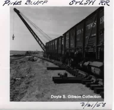Cotton Belt Gravity Yard in Pine Bluff, Arkansas under construction, March 21, 1958