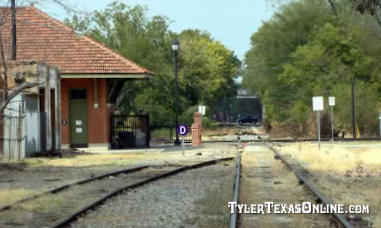Looking north towards the Cotton Belt Depot Museum on the old MoPac tracks in Tyler, Texas