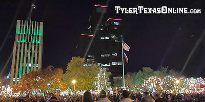 Christmas parade and festivities in downtown Tyler, Texas