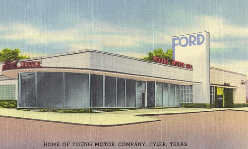 Home of Young Motor Company, Ford Dealership ... 800 West Erwin, Tyler, Texas ... Phone 5500